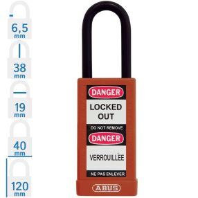   ABUS 74LB/40 LOTO hosszúkengyelű munkavédelmi kizáró lakat - Piros