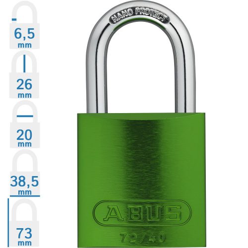 ABUS 72/40 KA - Egységkulcsos lakat (Több lakat azonos kulccsal) - Zöld