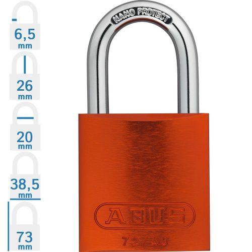 ABUS 72/40 KA - Egységkulcsos lakat (Több lakat azonos kulccsal) - Narancs