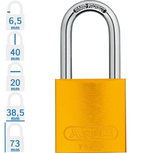 ABUS 72/40HB40 KA - Egységkulcsos lakat (Több lakat azonos kulccsal) - Sárga - 436062