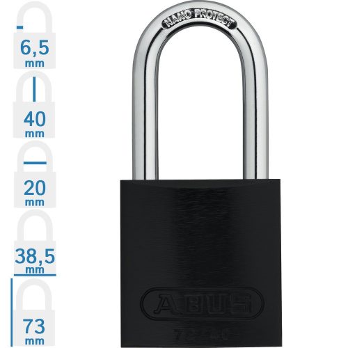 ABUS 72/40HB40 LOTO hosszúkengyelű munkavédelmi kizáró lakat - Fekete