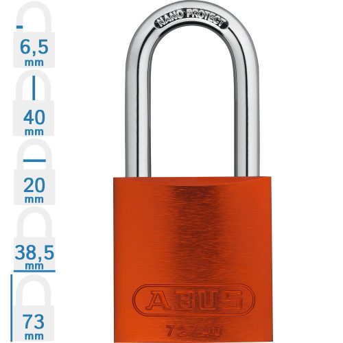 ABUS 72/40HB40 LOTO hosszúkengyelű munkavédelmi kizáró lakat - Narancssárga