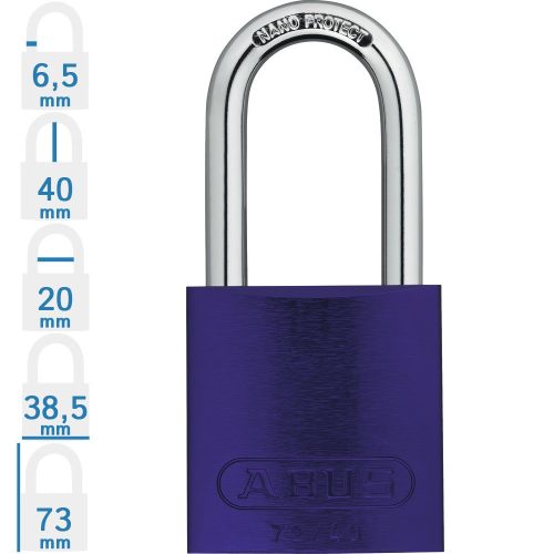 ABUS 72/40HB40 LOTO hosszúkengyelű munkavédelmi kizáró lakat - Lila