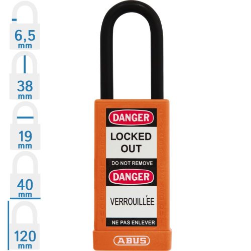 ABUS 74LB/40 LOTO hosszúkengyelű munkavédelmi kizáró lakat - Narancssárga