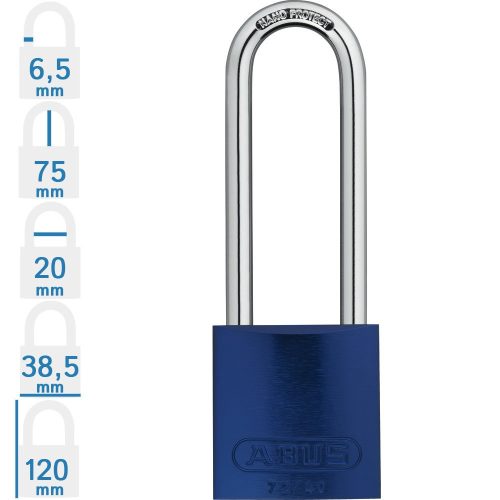 ABUS 72/40HB75 LOTO hosszúkengyelű munkavédelmi kizáró lakat - Kék