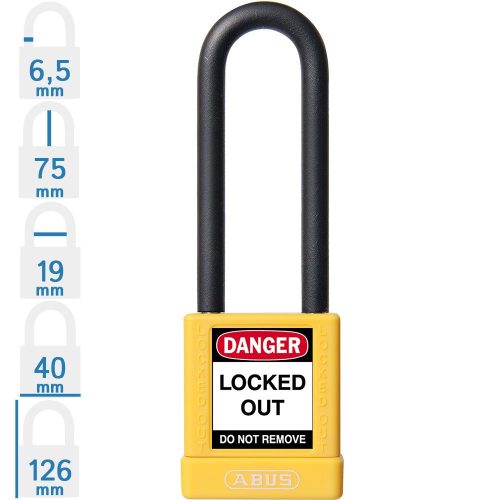 ABUS 74/40HB75 LOTO hosszúkengyelű munkavédelmi kizáró lakat - Sárga
