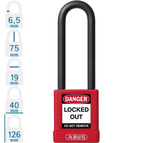   ABUS 74/40HB75 KA - Egységkulcsos lakat (Több lakat azonos kulccsal) - Piros