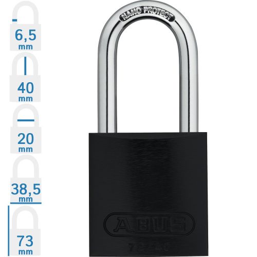 ABUS 72/40HB40 KA - Egységkulcsos lakat (Több lakat azonos kulccsal) - Fekete