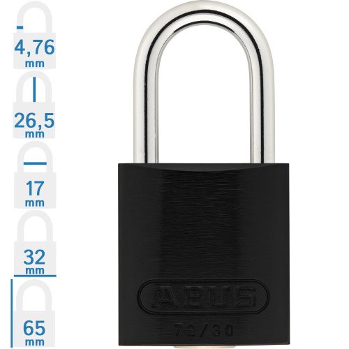 ABUS 72/30 KA - Egységkulcsos lakat (Több lakat azonos kulccsal) - Fekete
