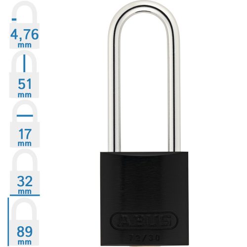 ABUS 72/30HB50 KA - Egységkulcsos lakat (Több lakat azonos kulccsal) - Fekete