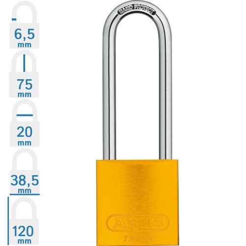 ABUS 72/40HB75 LOTO hosszúkengyelű munkavédelmi kizáró lakat - Sárga
