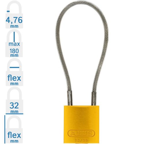 ABUS 72/30CAB40 LOTO munkavédelmi kábeles kizáró lakat - Sárga
