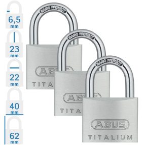   ABUS 727TI/40 Triples lakat szett - 3 db egységkulcsos lakat