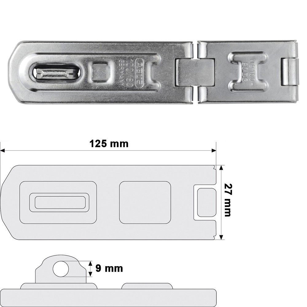 Verrou à Charnière ABUS 32157 – 80 Mm – 100/80 DG – Avec Agrafe Sur Carte