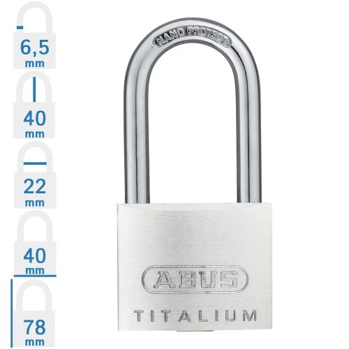 ABUS 64TI/40HB40 KA6415 hosszúkengyelű egységkulcsos lakat tetszőleges darabszámban