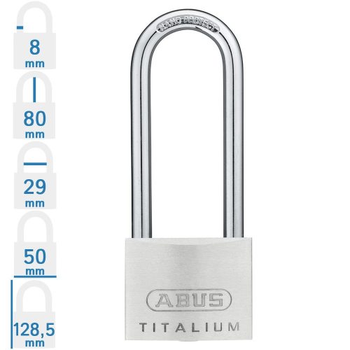 ABUS 64TI/50HB80 KA6511 hosszúkengyelű egységkulcsos lakat tetszőleges darabszámban