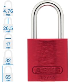   ABUS 72IB/30 KA - Egységkulcsos lakat (Több lakat azonos kulccsal) - Piros