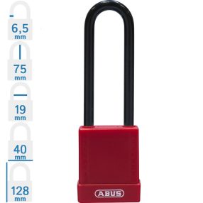   ABUS 76/40HB75 KA - Egységkulcsos lakat (Több lakat azonos kulccsal) - Piros