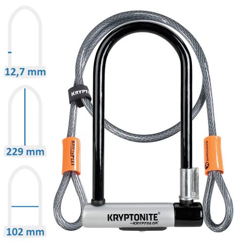 Kryptonite Kryptolok STD kulcsos U-lakat + hurokkábel