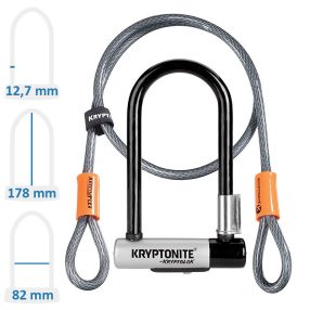 Kryptonite Kryptolok Mini-7 kerékpár U lakat + hurokkábel
