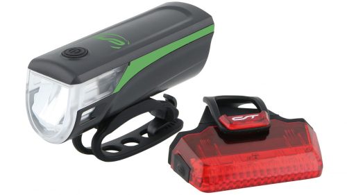 Contec Speed-LED USB akkumulátoros első+hátsó lámpa [zöld]